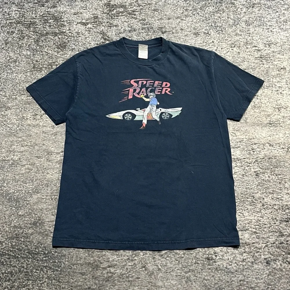 Vintage Speed Racer T Shirt Mens‎ Large Navy Blue Anime Cartoon Y2K 2000s